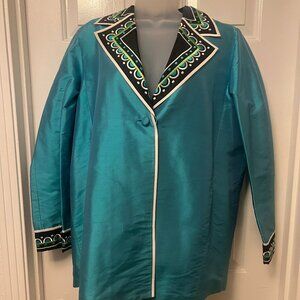 Bob Mackie Teal Silk Decorative Blazer